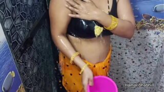 Indian Telugu Bhabhi Wet Pussy Lick And Fucked By Husband In Bathroom